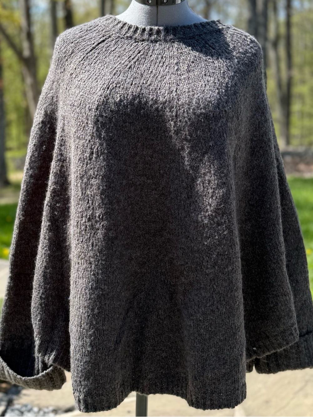 MICHAEL Michael Kors Charcoal Gray Pullover Poncho Sweater